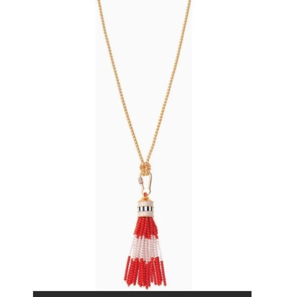 Stella & Dot Red Brio Tassel Necklace NIB